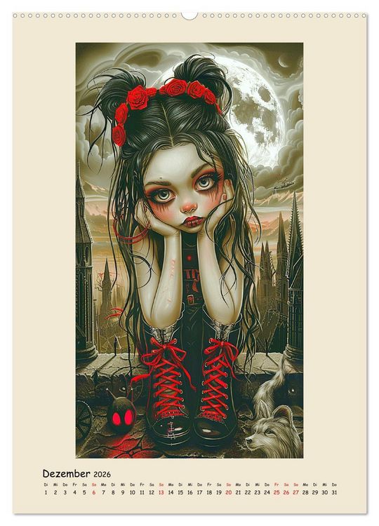 Produktbild: Gothic-Girls. Bizzare Comic-Art (hochwertiger Premium Wandkalender 2026 DIN A2 hoch), Kunstdruck in Hochglanz