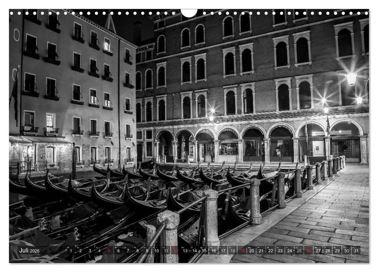 Produktbild: Leuchtendes Venedig &hellip;in monochrom (Wandkalender 2026 DIN A3 quer), CALVENDO Monatskalender