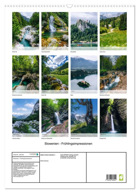 Produktbild: Slowenien - Fr&uuml;hlingsimpressionen (Wandkalender 2026 DIN A2 hoch), CALVENDO Monatskalender