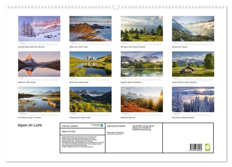 Produktbild: Alpen im Licht (Wandkalender 2027 DIN A2 quer), CALVENDO Monatskalender
