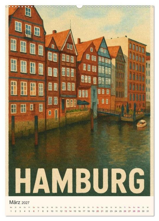 Produktbild: City Poster Hamburg - Stilisierte Impressionen der Hansestadt (Wandkalender 2027 DIN A2 hoch), CALVENDO Monatskalender