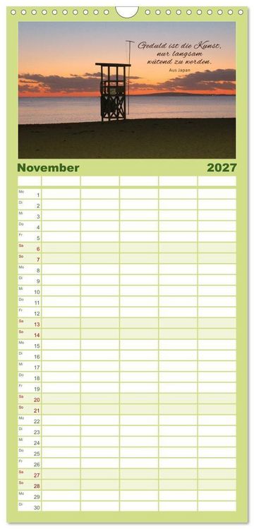 Produktbild: Familienplaner 2027 - Ruhe und Gelassenheit 2027 mit 5 Spalten (Wandkalender, 21 x 45 cm) CALVENDO