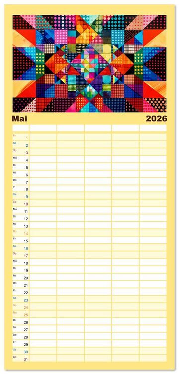 Produktbild: Familienplaner 2026 - Patchwork - Farben und Formen mit 5 Spalten (Wandkalender, 21 x 45 cm) CALVENDO