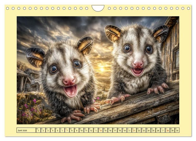 Produktbild: Sanfte Beutelratten. Opossums im stillen Rhythmus der Natur (Wandkalender 2026 DIN A4 quer), CALVENDO Monatskalender