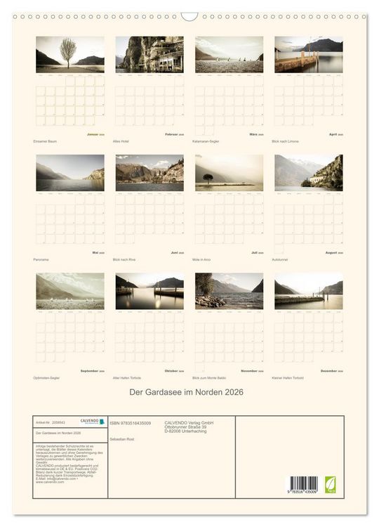Produktbild: Der Gardasee im Norden 2026 (Wandkalender 2026 DIN A2 hoch), CALVENDO Monatskalender