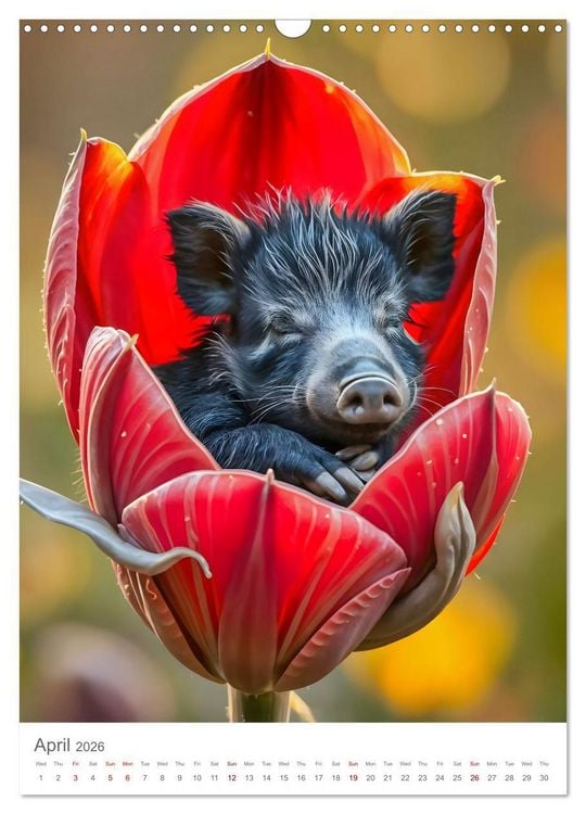 Produktbild: Forest babies asleep in flowers (Wall Calendar 2026 DIN A3 portrait), CALVENDO 12 Month Wall Calendar