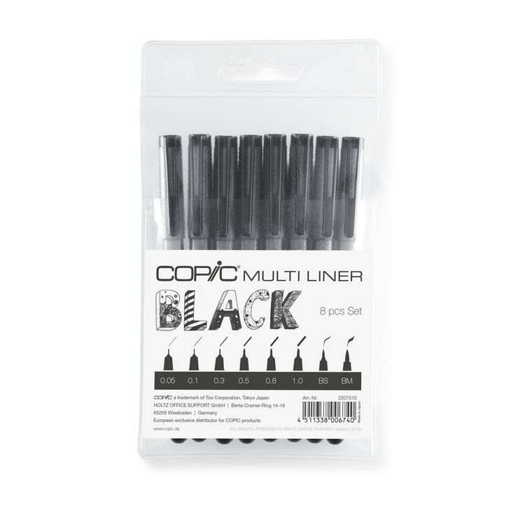 Produktbild: Copic Skizzen- und Zeichenstifte Multiliner schwarz 8 St&uuml;ck