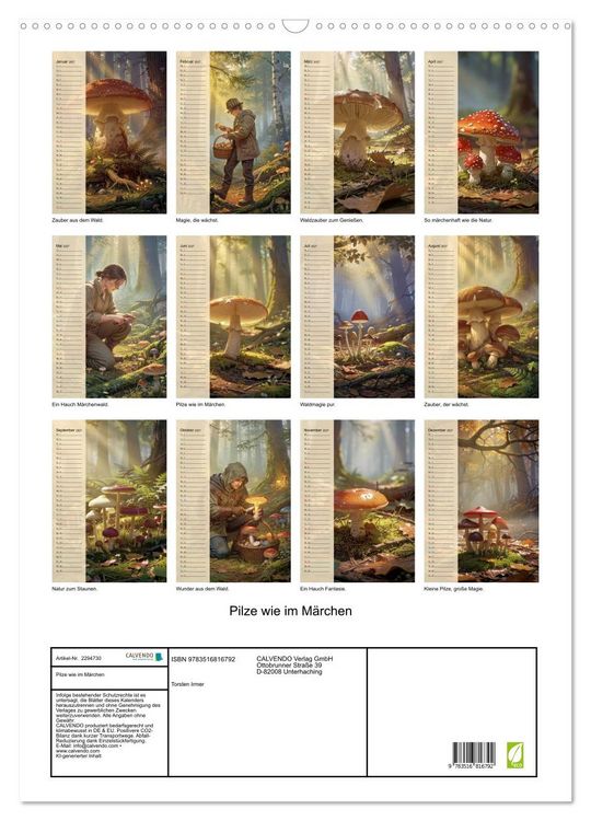 Produktbild: Pilze wie im M&auml;rchen (Wandkalender 2027 DIN A2 hoch), CALVENDO Monatskalender