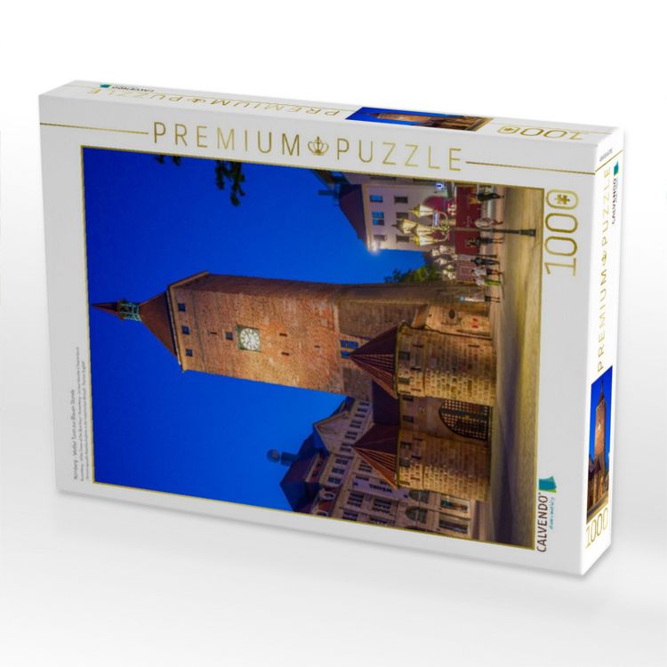 Produktbild: CALVENDO Puzzle N&uuml;rnberg - Wei&szlig;er Turm zur Blauen Stunde | 1000 Teile Lege-Gr&ouml;&szlig;e 64x48cm Foto-Puzzle f&uuml;r gl&uuml;ckliche Stunden