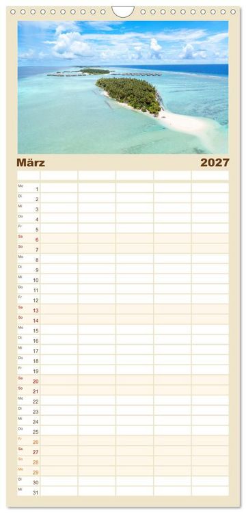 Produktbild: Familienplaner 2027 - Malediven, Perle im Indischen Ozean mit 5 Spalten (Wandkalender, 21 x 45 cm) CALVENDO