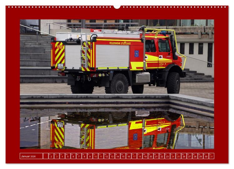 Produktbild: Unimog bei der Feuerwehr (hochwertiger Premium Wandkalender 2026 DIN A2 quer), Kunstdruck in Hochglanz