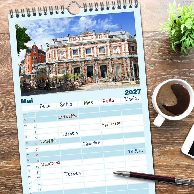 Produktbild: Familienplaner 2027 - SPA - Die belgische Stadt des Wassers mit 5 Spalten (Wandkalender, 21 x 45 cm) CALVENDO