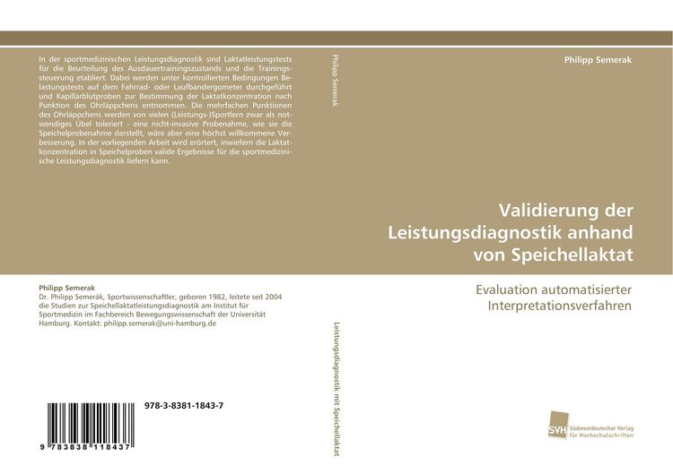 Produktbild: Validierung der Leistungsdiagnostik anhand von Speichellaktat