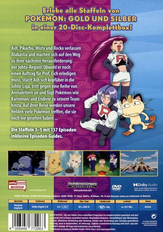 Produktbild: Pok&eacute;mon - Die TV-Serie: Gold und Silber - Staffel 3-5 [20 DVDs]
