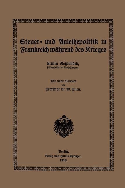 Produktbild: Steuer- und Anleihepolitik in Frankreich w&auml;hrend des Krieges