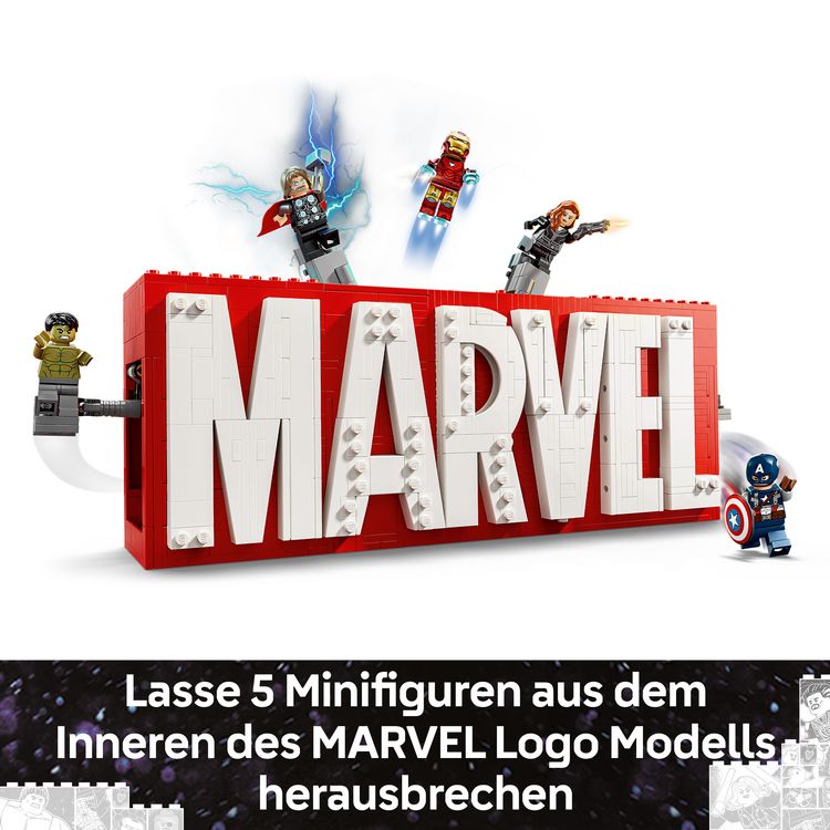 Produktbild: LEGO Marvel: MARVEL Logo & Minifiguren - Set mit Avengers Figuren 76313