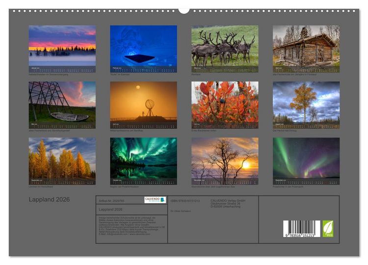 Produktbild: Lappland 2026 (hochwertiger Premium Wandkalender 2026 DIN A2 quer), Kunstdruck in Hochglanz