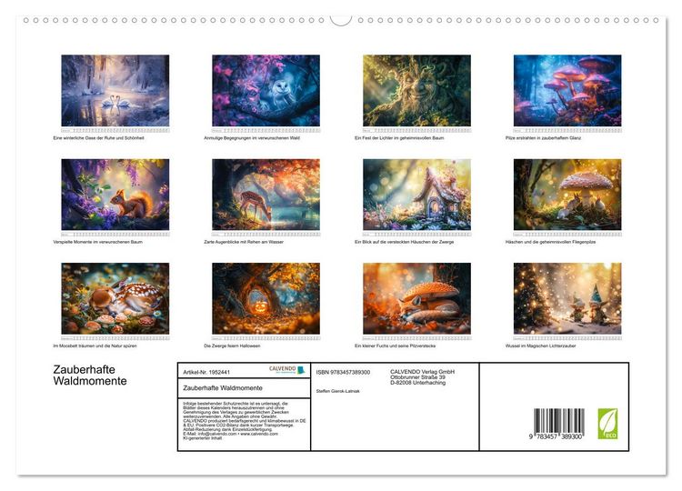 Produktbild: Zauberhafte Waldmomente (hochwertiger Premium Wandkalender 2026 DIN A2 quer), Kunstdruck in Hochglanz