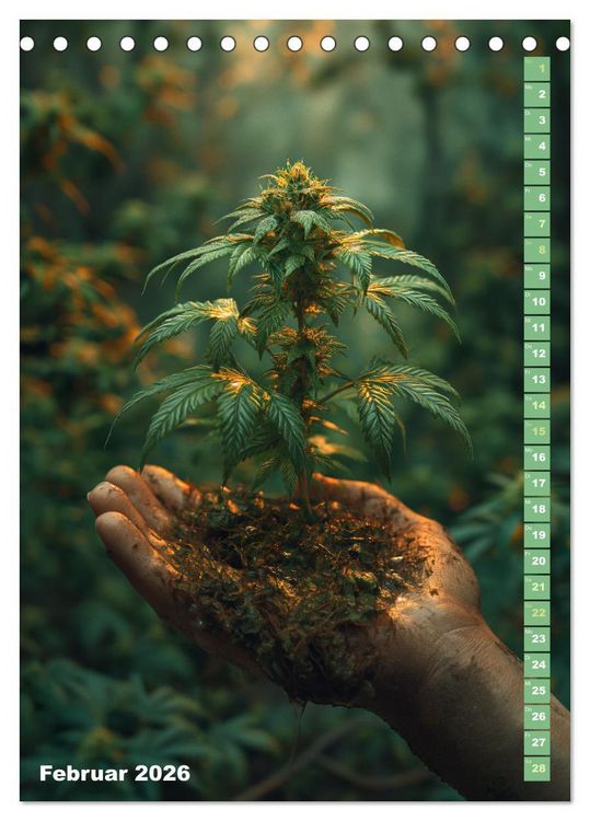 Produktbild: Rauschende Aussichten - Der ultimative Cannabis-Kalender (Tischkalender 2026 DIN A5 hoch), CALVENDO Monatskalender