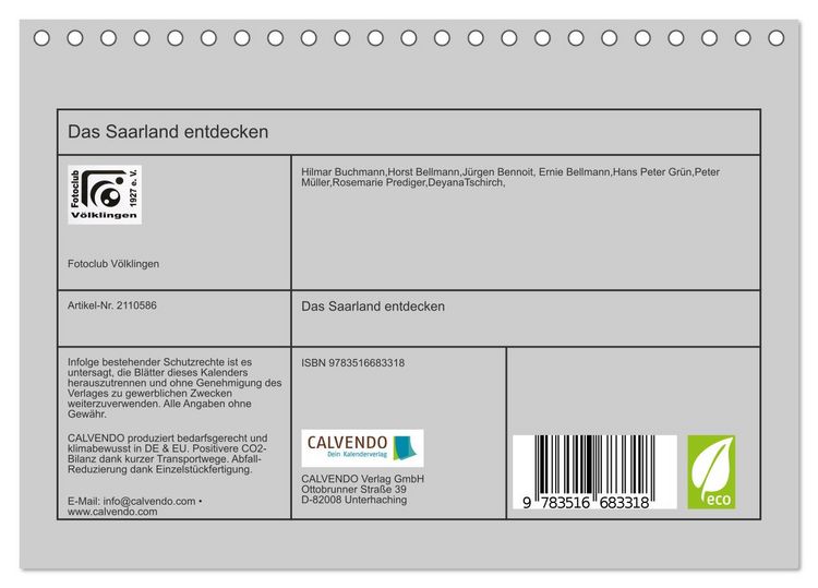 Produktbild: Das Saarland entdecken (Tischkalender 2026 DIN A5 quer), CALVENDO Monatskalender
