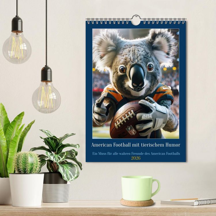 Produktbild: American Football mit tierischem Humor (Wandkalender 2026 DIN A4 hoch), CALVENDO Monatskalender