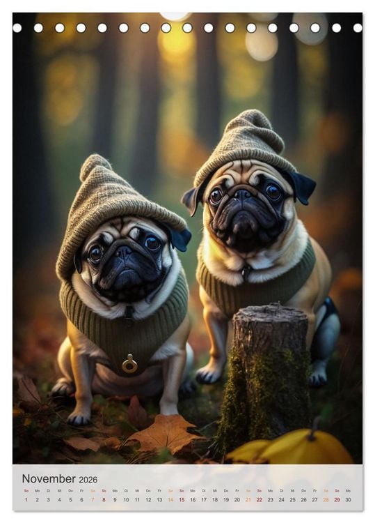 Produktbild: Mein Mops-Kalender (Tischkalender 2026 DIN A5 hoch), CALVENDO Monatskalender