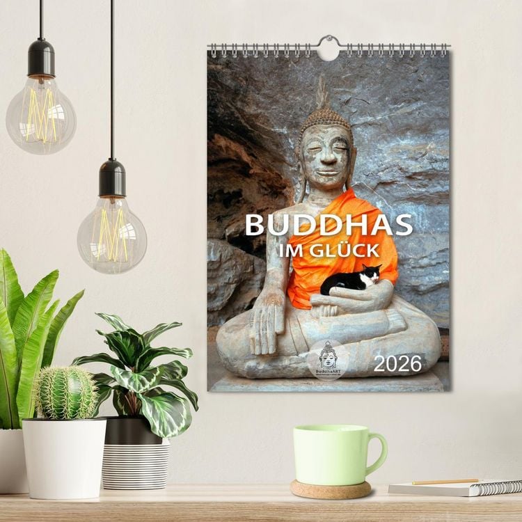 Produktbild: Buddhas im Gl&uuml;ck (Wandkalender 2026 DIN A4 hoch), CALVENDO Monatskalender