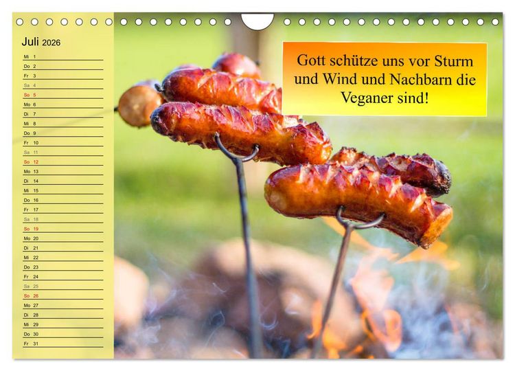 Produktbild: Auftragsgriller f&uuml;r effektive Fettverbrennung! Denn Grillsaison ist immer! (Wandkalender 2026 DIN A4 quer), CALVENDO Monatskalender