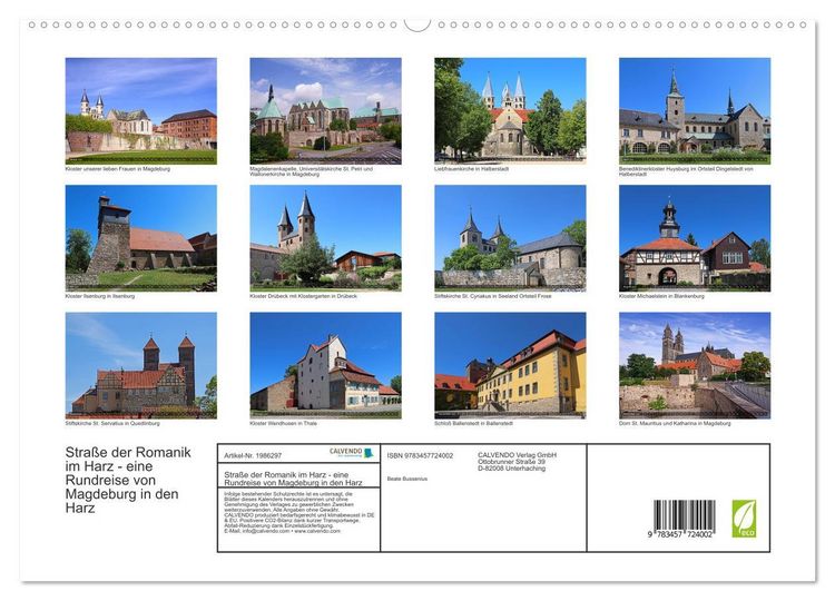 Produktbild: Stra&szlig;e der Romanik im Harz - eine Rundreise von Magdeburg in den Harz (hochwertiger Premium Wandkalender 2026 DIN A2 quer), Kunstdruck in Hochglanz