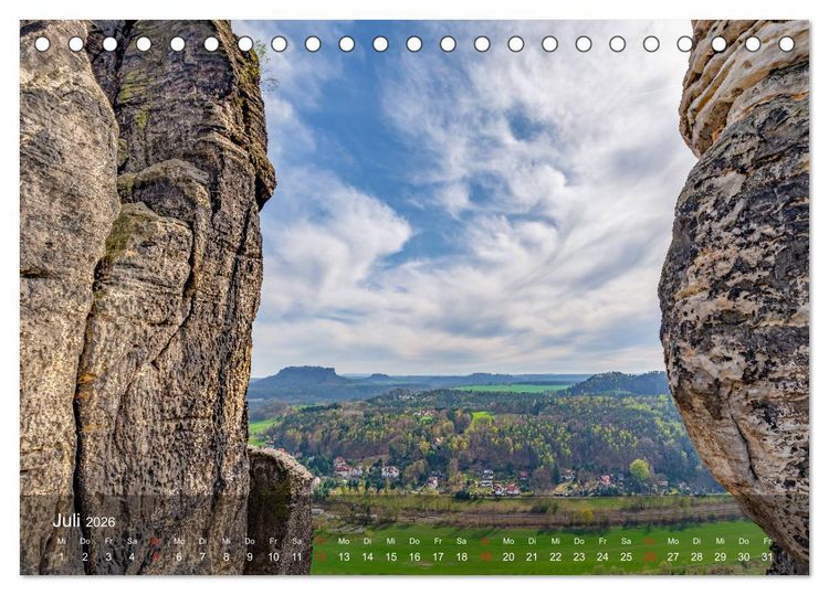 Produktbild: Elbsandsteingebirge - Rund um die Bastei (Tischkalender 2026 DIN A5 quer), CALVENDO Monatskalender