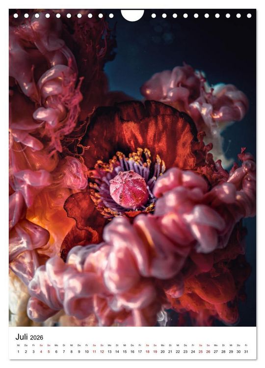 Produktbild: Spiel der Farben - Bl&uuml;ten unter Wasser mit Acrylfarben (Wandkalender 2026 DIN A4 hoch), CALVENDO Monatskalender