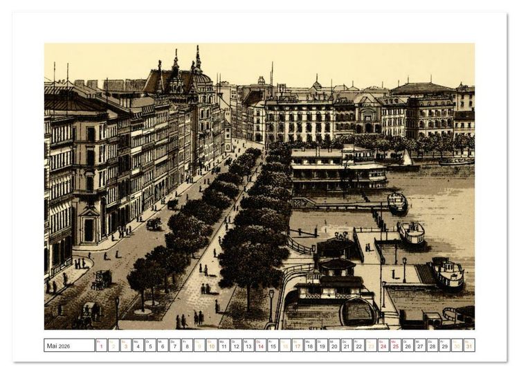 Produktbild: Hamburg: Die Hafenstadt auf historischen Stichen (Wandkalender 2026 DIN A2 quer), CALVENDO Monatskalender