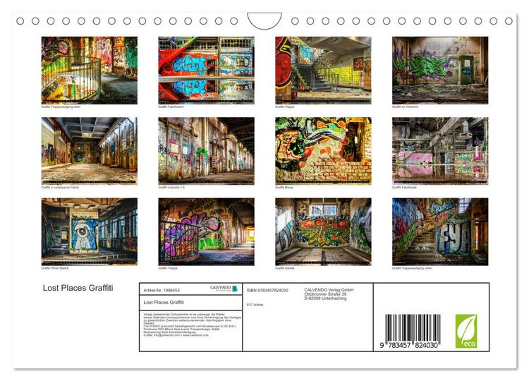 Produktbild: Lost Places Graffiti (Wandkalender 2026 DIN A4 quer), CALVENDO Monatskalender