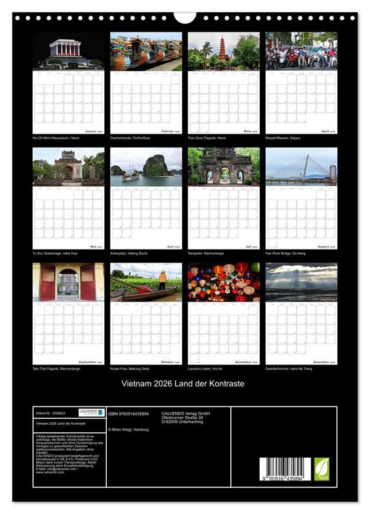Produktbild: Vietnam 2026 Land der Kontraste (Wandkalender 2026 DIN A3 hoch), CALVENDO Monatskalender