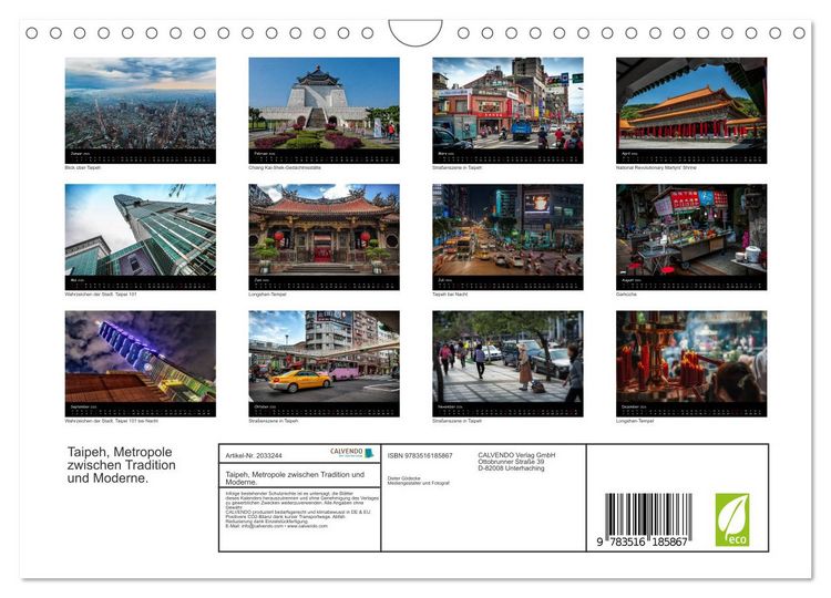 Produktbild: Taipeh, Metropole zwischen Tradition und Moderne. (Wandkalender 2026 DIN A4 quer), CALVENDO Monatskalender