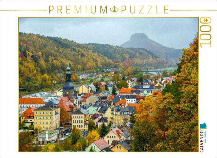 Produktbild: CALVENDO Puzzle Blick &uuml;ber Bad Schandau in Richtung des Tafelberges Lilienstein | 1000 Teile Lege-Gr&ouml;&szlig;e 64x48cm Foto-Puzzle f&uuml;r gl&uuml;ckliche Stunden