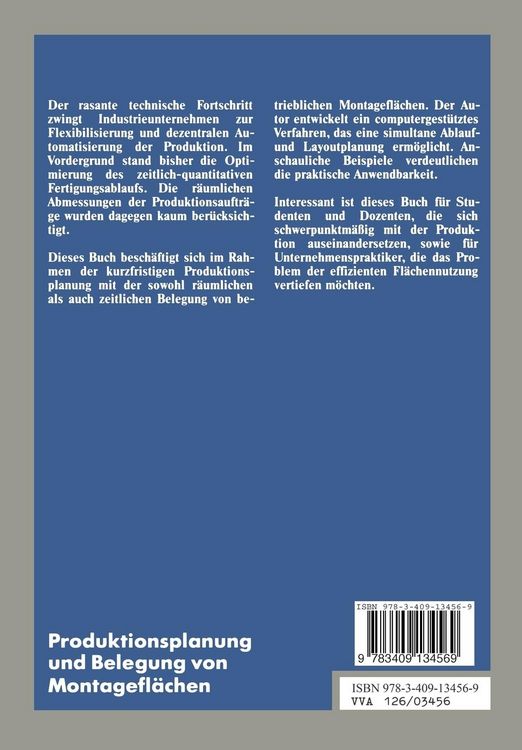 Produktbild: Produktionsplanung und Belegung von Montagefl&auml;chen