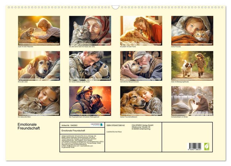 Produktbild: Emotionale Freundschaft (Wandkalender 2026 DIN A2 quer), CALVENDO Monatskalender