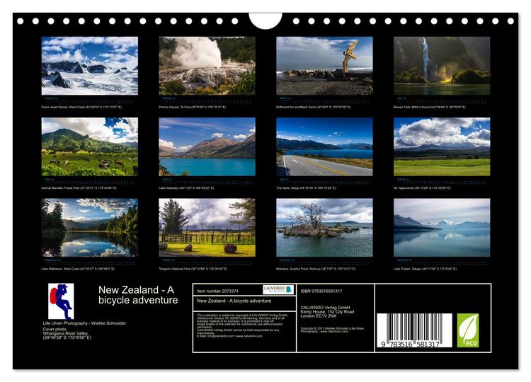 Produktbild: New Zealand - A bicycle adventure (Wall Calendar 2026 DIN A4 landscape), CALVENDO 12 Month Wall Calendar