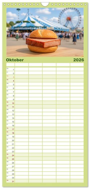Produktbild: Familienplaner 2026 - Leberk&auml;se-Kalender - Die Leberk&auml;ssemmel aus Bayern mit 5 Spalten (Wandkalender, 21 x 45 cm) CALVENDO