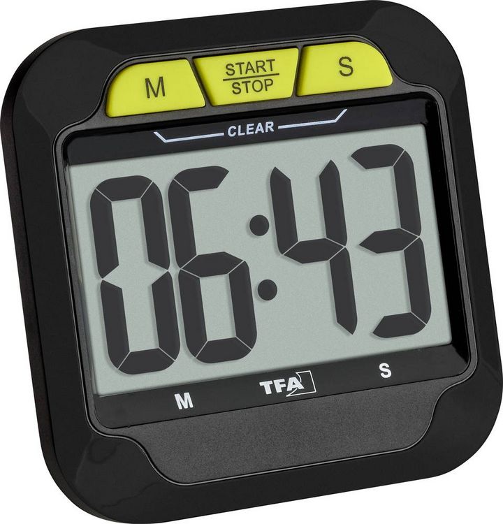 Produktbild: TFA Dostmann Digitaler Timer und Stoppuhr mit gro&szlig;en Ziffern Timer Schwarz digital