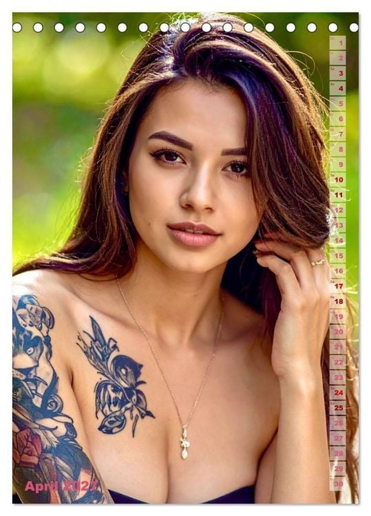 Produktbild: Tattoo Beauties Portraits (Tischkalender 2027 DIN A5 hoch), CALVENDO Monatskalender