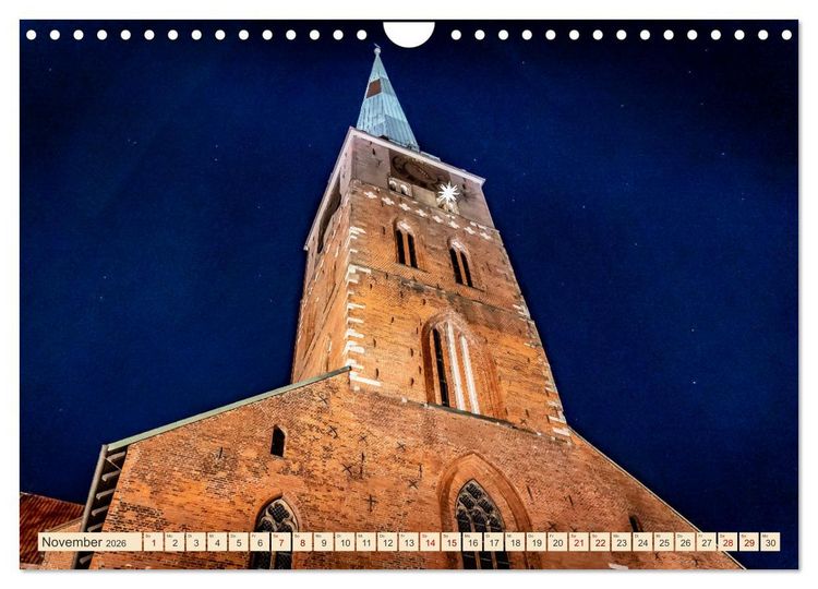 Produktbild: L&uuml;beck bei Nacht (Wandkalender 2026 DIN A4 quer), CALVENDO Monatskalender