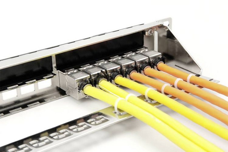 Produktbild: Digitus DN-91411-G 24 Port Patch-Panel 483 mm (19") 1 HE Stahl, Verzinkt, Schwarz, Schwarz (RAL 9005), Metall Unbest&uuml;ckt