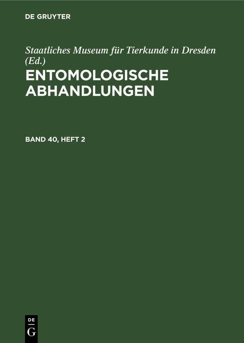 Produktbild: Entomologische Abhandlungen. Band 40, Heft 2