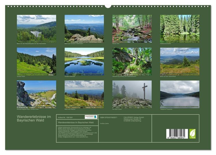 Produktbild: Wandererlebnisse im Bayrischen Wald (hochwertiger Premium Wandkalender 2026 DIN A2 quer), Kunstdruck in Hochglanz