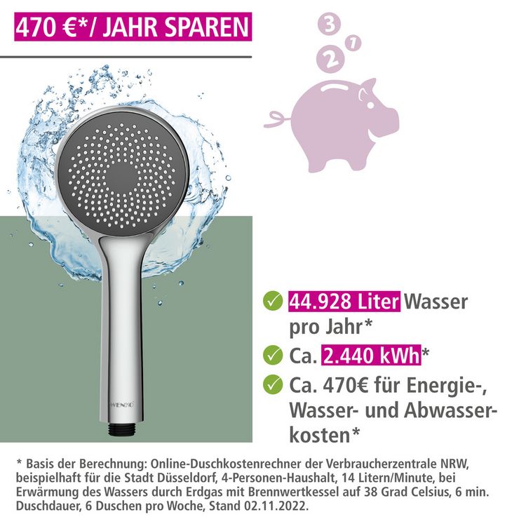 Produktbild: Duschkopf Watersaving &Oslash; 9,6 cm, mit Wasserspar-System