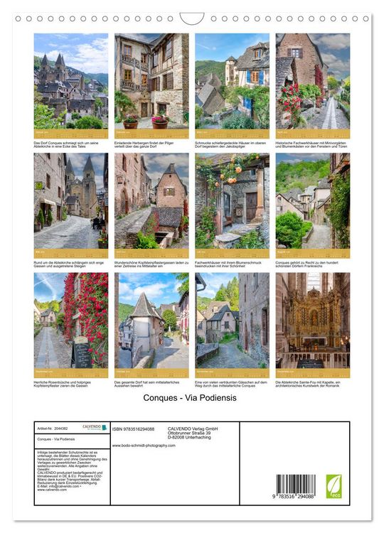 Produktbild: Conques - Via Podiensis (Wandkalender 2026 DIN A3 hoch), CALVENDO Monatskalender