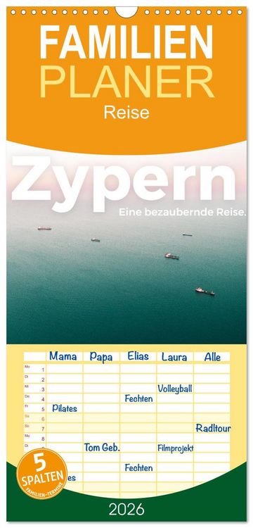 Produktbild: Familienplaner 2026 - Zypern - Eine bezaubernde Reise. mit 5 Spalten (Wandkalender, 21 x 45 cm) CALVENDO