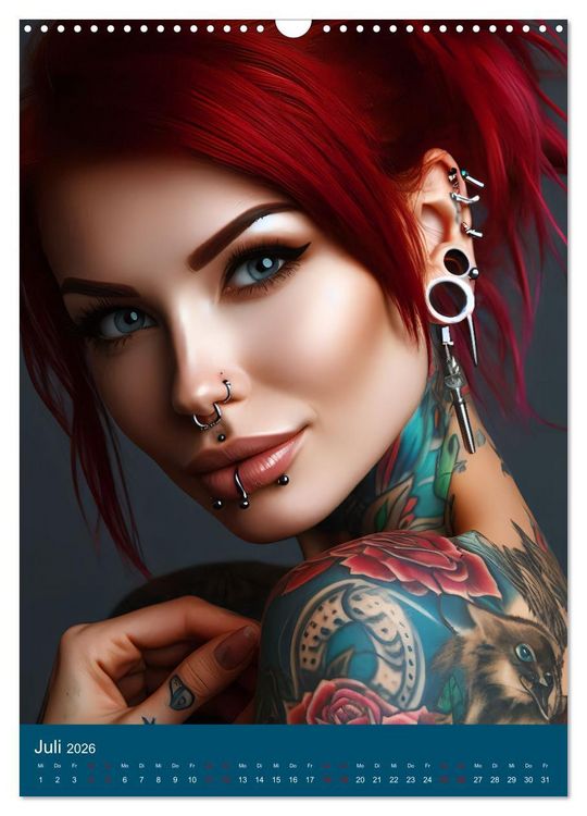 Produktbild: Tattoo und Piercing Women (Wandkalender 2026 DIN A3 hoch), CALVENDO Monatskalender